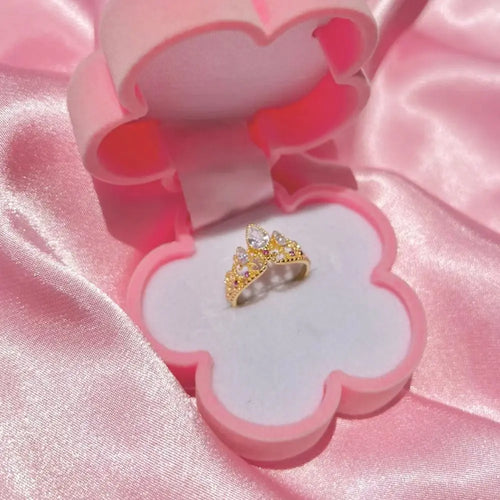 1Pcs Elegant Crown Rings Gold Plated Adjustable Opening High-end Princess Ring