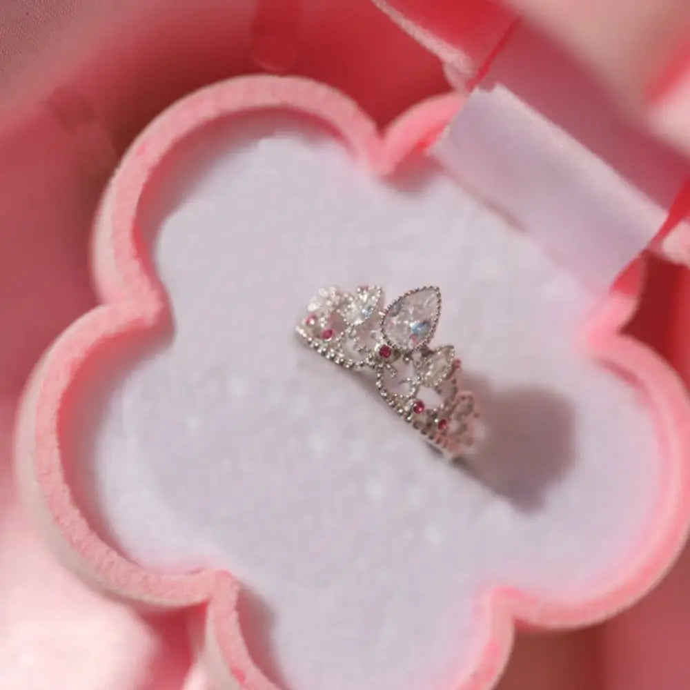 1Pcs Elegant Crown Rings Gold Plated Adjustable Opening High-end Princess Ring